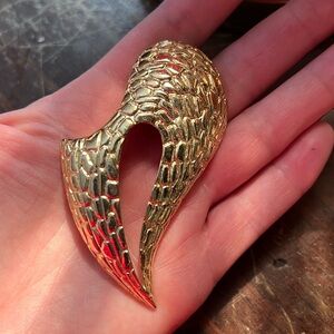 Vintage Omjent Gold Tone Art Deco Statement Pin Brooch